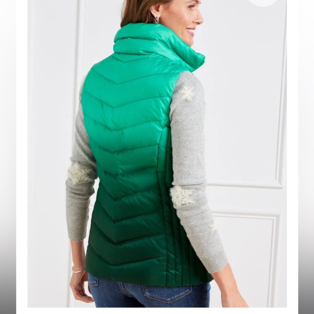 Talbots PUFFER VEST-OMBRÉ-down vest-highland green-NWT - Picture 2 of 2